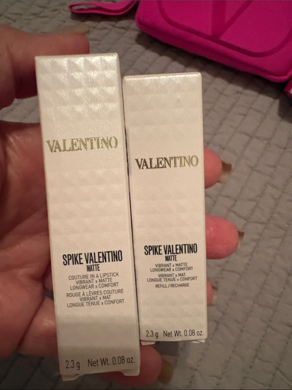 Valentino Spike Lipstick gift set pink pouch & 2 Full size Matte lipsticks NEW